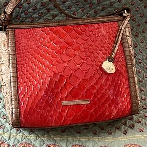 Cute Brahmin orange and brown/beige crossbody with dustcover